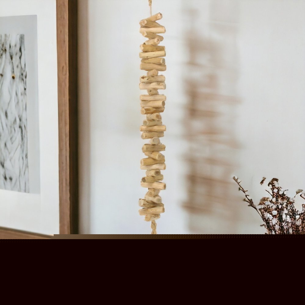 40" Brown Wood Rods And Rope Decorative Tassel