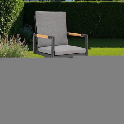 48" Dark Gray Metal Swivel Outdoor Bar Height chair with Footrest