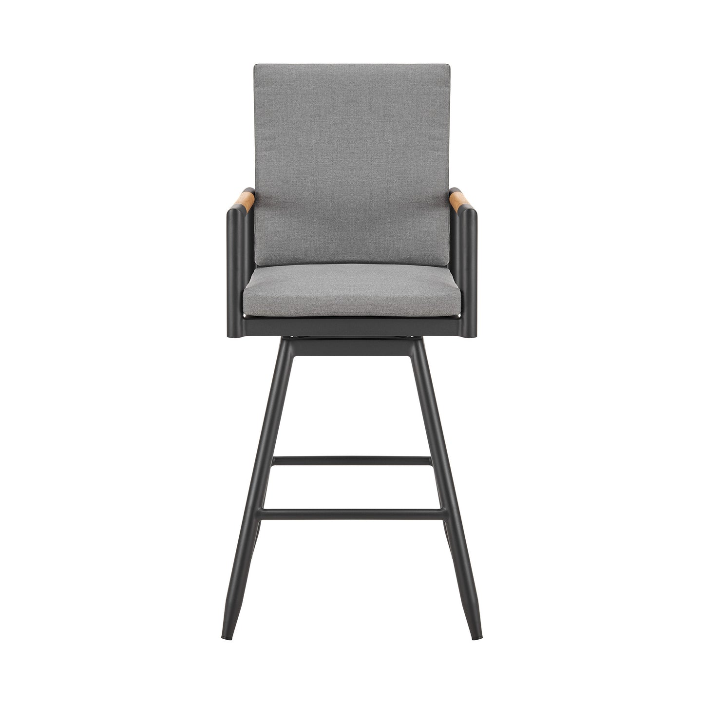 48" Dark Gray Metal Swivel Outdoor Bar Height chair with Footrest