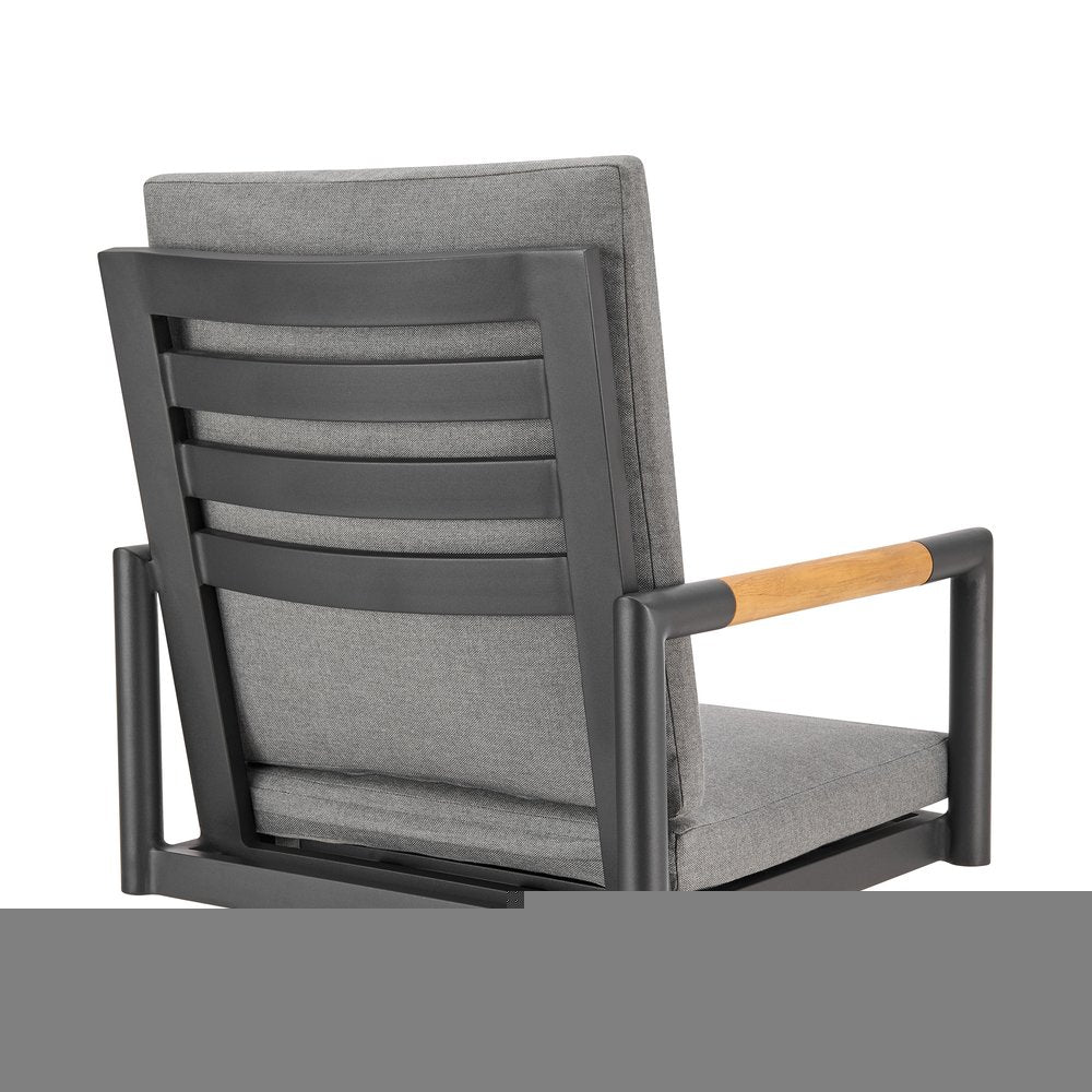 48" Dark Gray Metal Swivel Outdoor Bar Height chair with Footrest