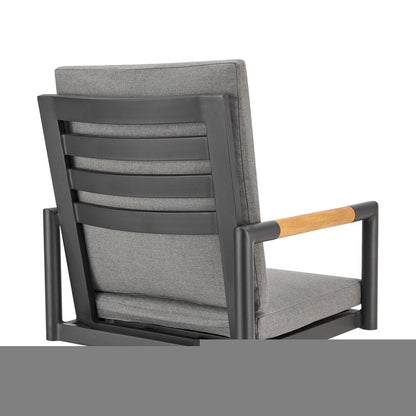 48" Dark Gray Metal Swivel Outdoor Bar Height chair with Footrest