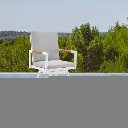 43" Light Gray Metal Swivel Outdoor Counter Height Bar chair with Footrest