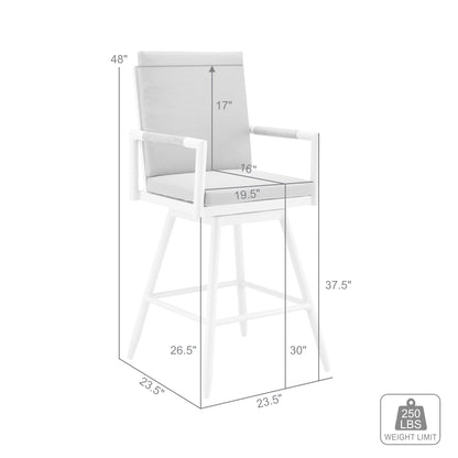 48" Light Gray Metal Swivel Outdoor Bar Height chair with Footrest