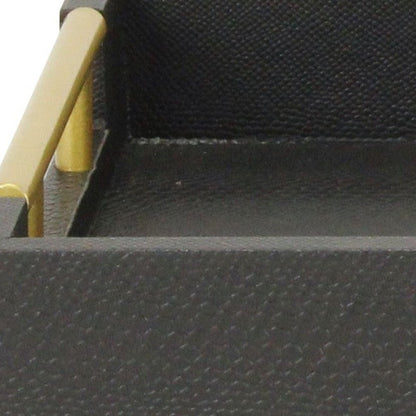 16" Black Wood Faux Shagreen Serving Tray With Handles