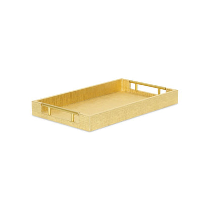 16" Gold Wood Geometric Serving Tray With Handles