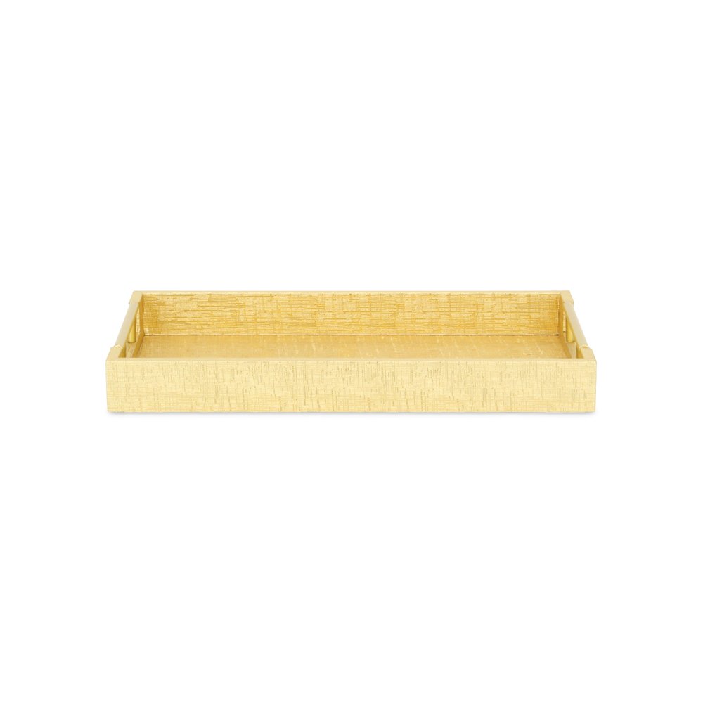 16" Gold Wood Geometric Serving Tray With Handles