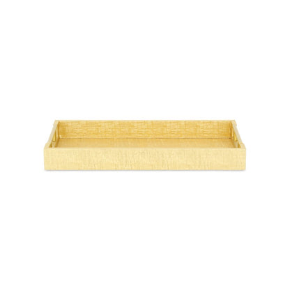 16" Gold Wood Geometric Serving Tray With Handles