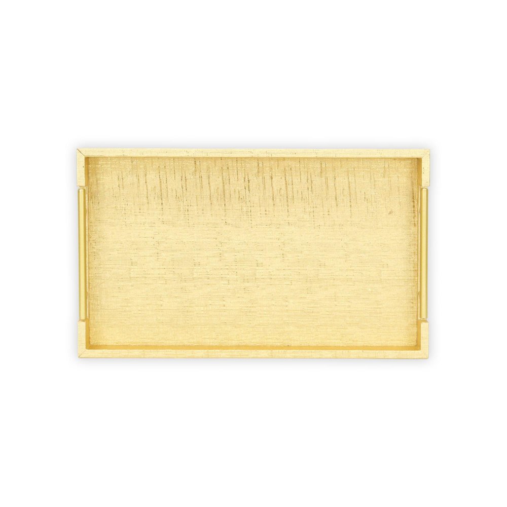 16" Gold Wood Geometric Serving Tray With Handles