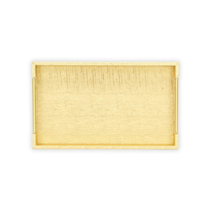 16" Gold Wood Geometric Serving Tray With Handles