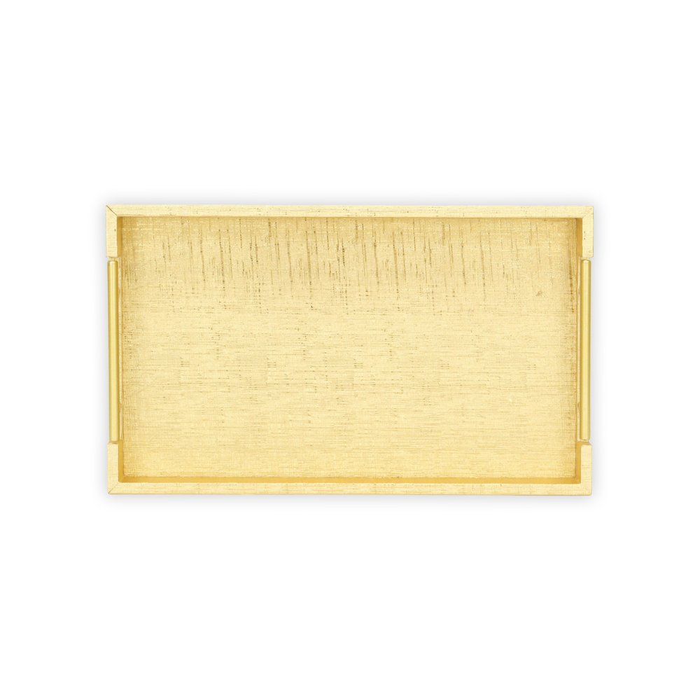 16" Gold Wood Geometric Serving Tray With Handles