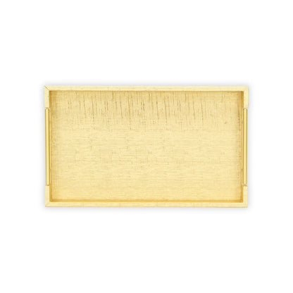 16" Gold Wood Geometric Serving Tray With Handles