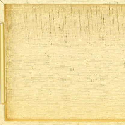 16" Gold Wood Geometric Serving Tray With Handles