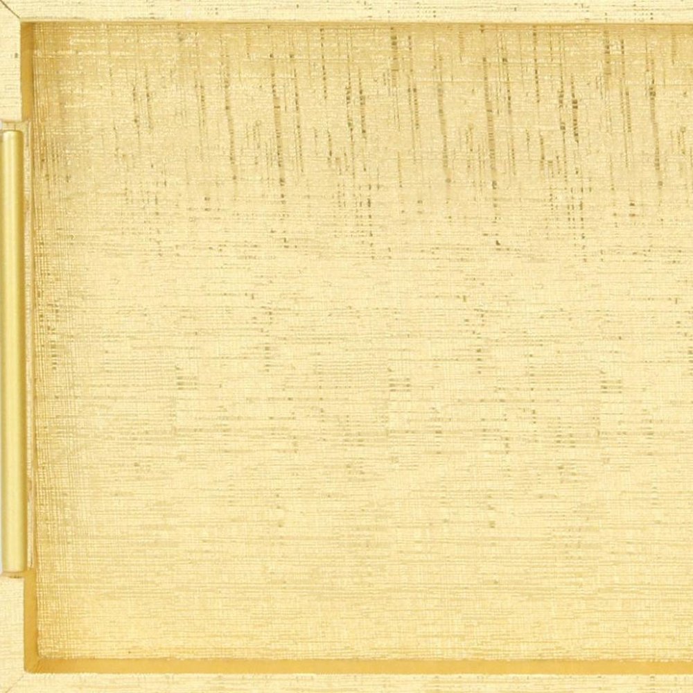 16" Gold Wood Geometric Serving Tray With Handles