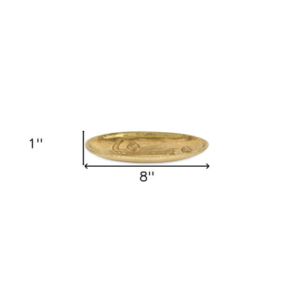8" Gold Cast Iron Mod Abstract Face Oval Trinket Tray