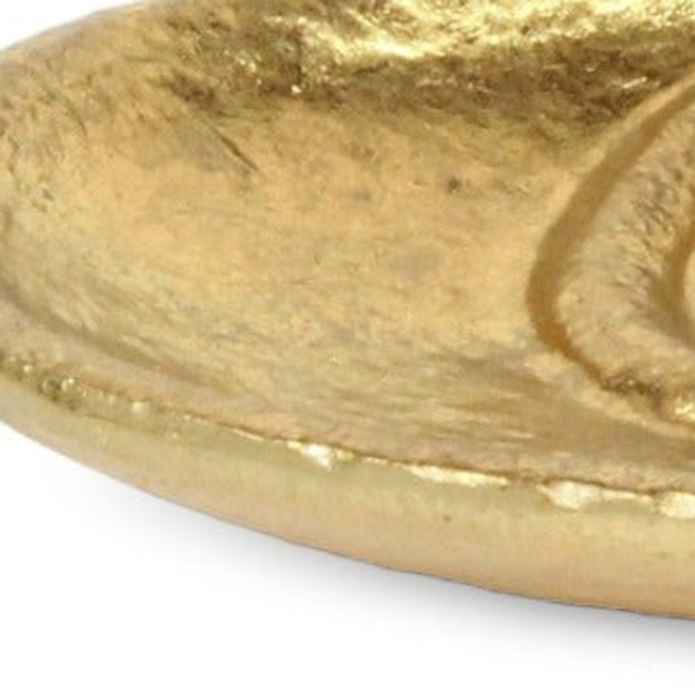 8" Gold Cast Iron Mod Abstract Face Oval Trinket Tray