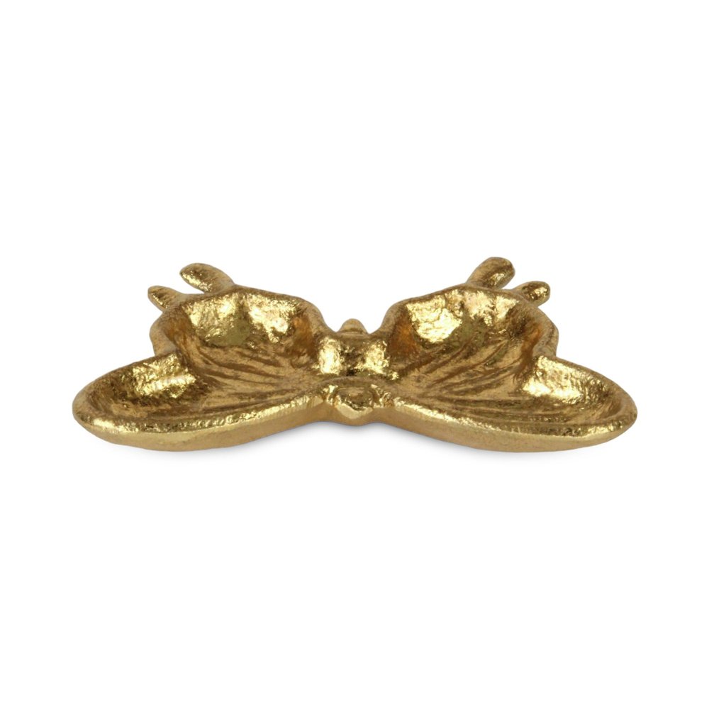 6" Gold Cast Iron Butterfly Handmade Trinket Tray