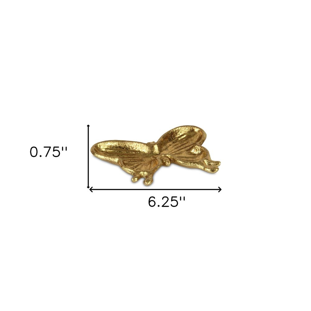 6" Gold Cast Iron Butterfly Handmade Trinket Tray