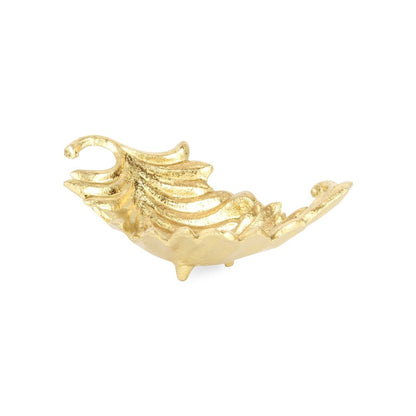 10" Gold Cast Iron Leaf Handmade Trinket Tray