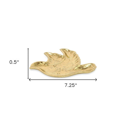 7" Gold Cast Iron Dove Handmade Trinket Tray