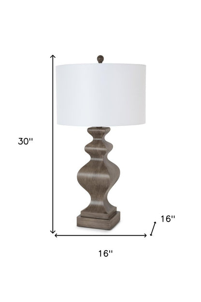 Set of Two 30" Distressed Brown Table Lamp With White Cone Shade