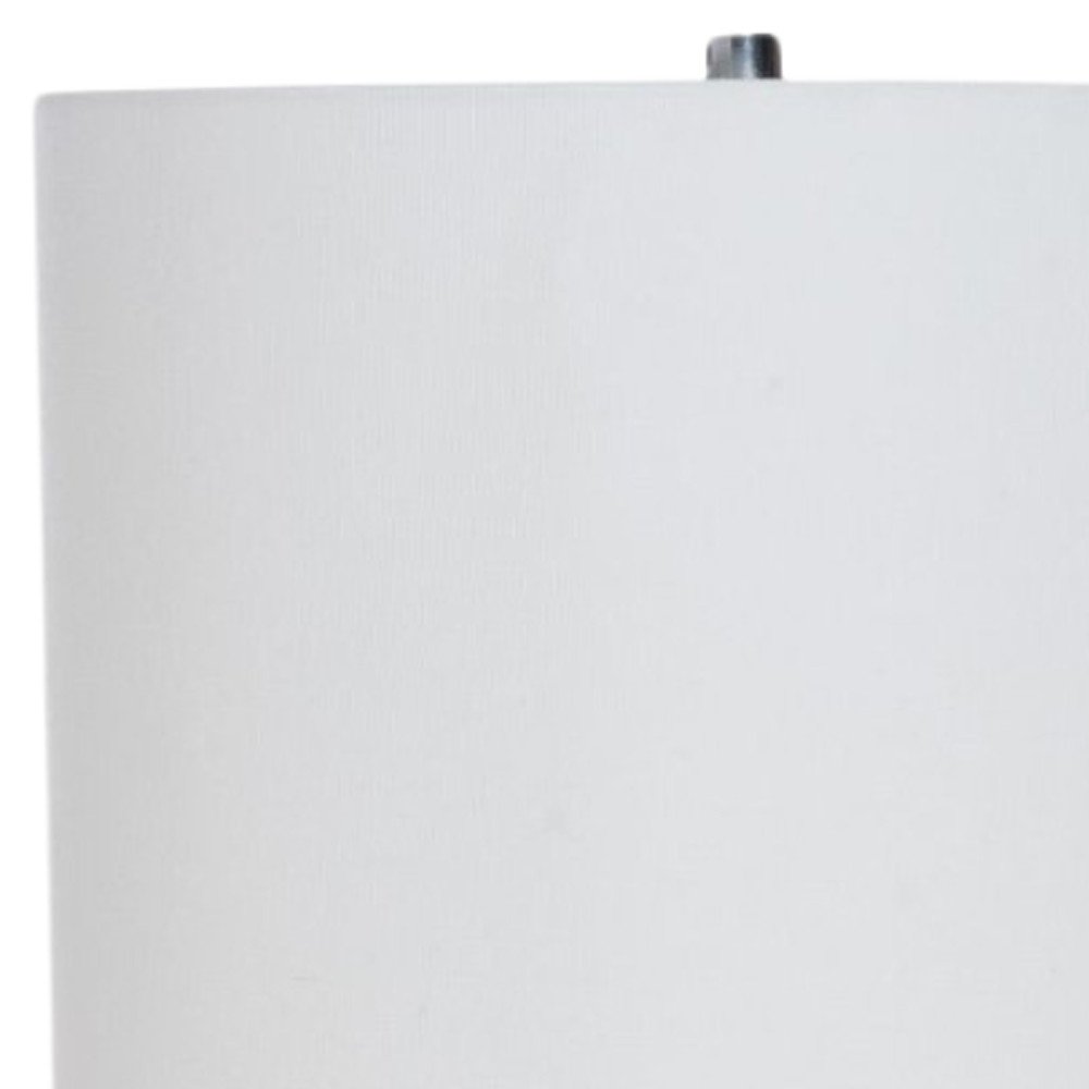 Set of Two 36" Silver Metal Table Lamp With White Cone Shade