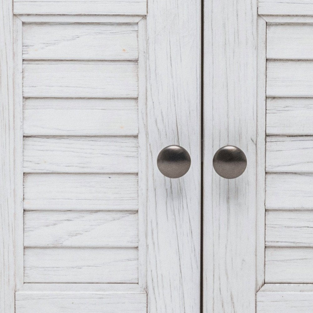 28" White Solid Wood Distressed Plantation Shutter One Drawer Nightstand With USB Port