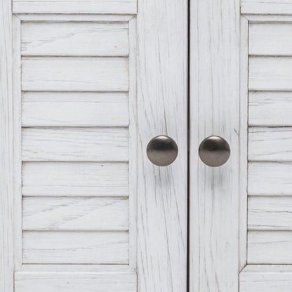 28" White Solid Wood Distressed Plantation Shutter One Drawer Nightstand With USB Port