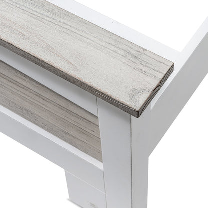 Gray Carved Geometric Distressed Solid Wood King Bed Frame