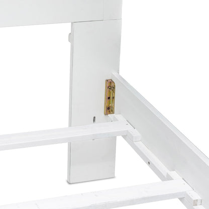 Gray Carved Geometric Distressed Solid Wood King Bed Frame