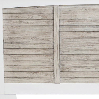 Gray Carved Geometric Distressed Solid Wood King Bed Frame