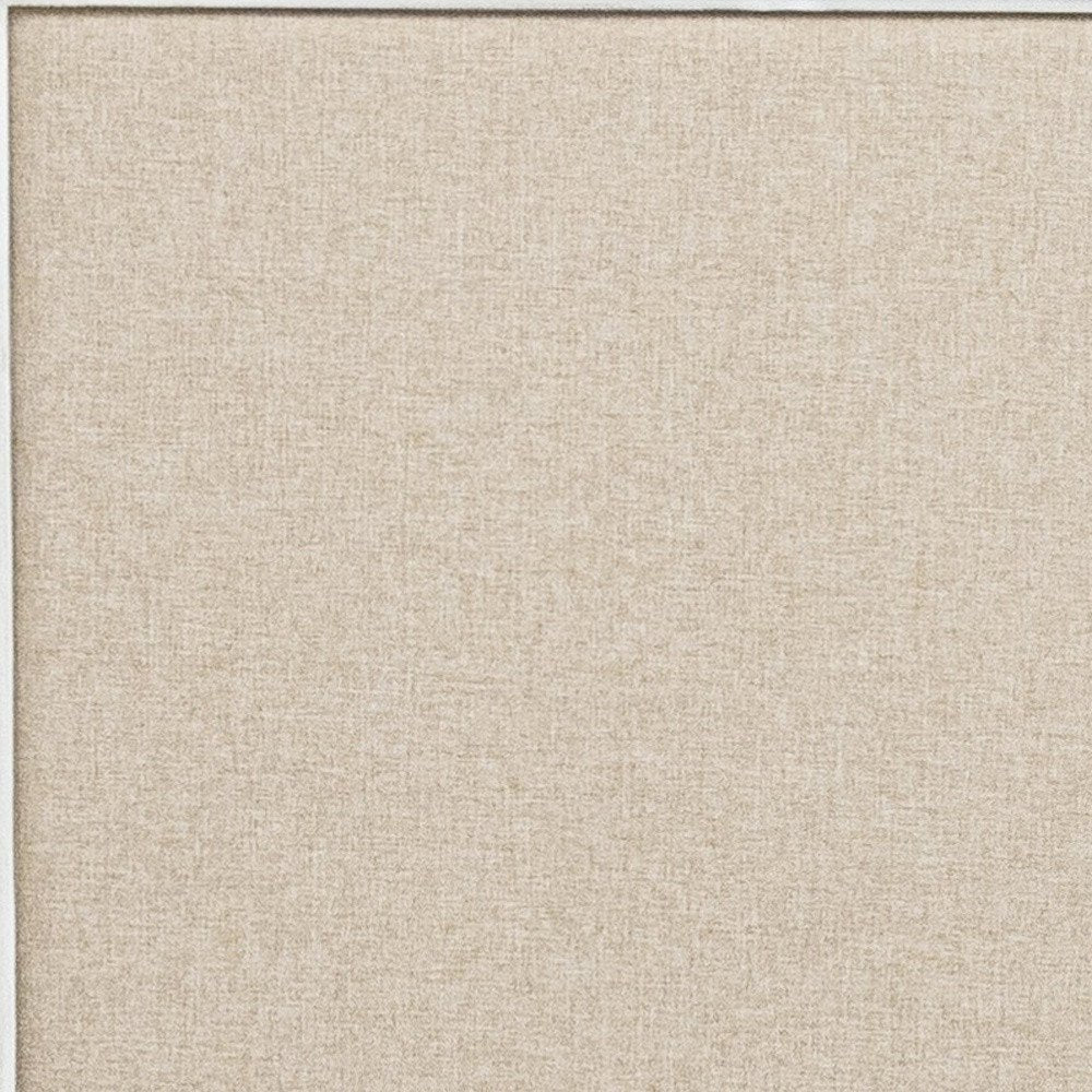 White and Beige Shiplap Texture Distressed Solid Wood And Linen King Bed Frame