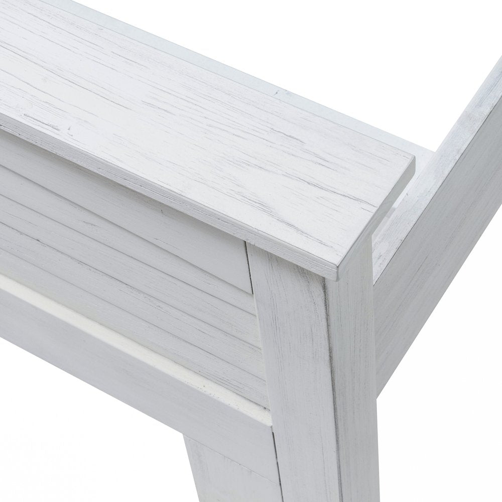 White Plantation Shutter Distressed Solid Wood King Bed Frame