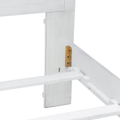 White Plantation Shutter Distressed Solid Wood King Bed Frame