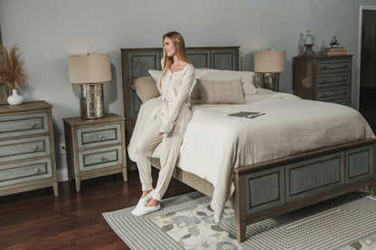 Green Shiplap Texture Distressed Solid Wood Queen Bed Frame