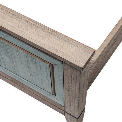 Green Shiplap Texture Distressed Solid Wood Queen Bed Frame