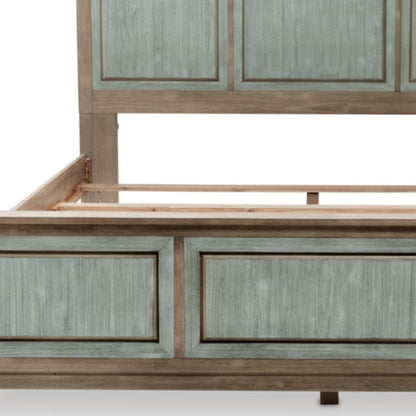 Green Shiplap Texture Distressed Solid Wood King Bed Frame