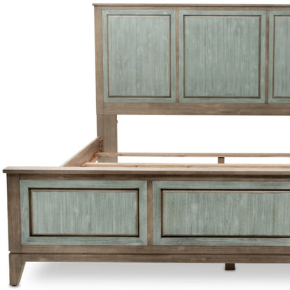 Green Shiplap Texture Distressed Solid Wood King Bed Frame
