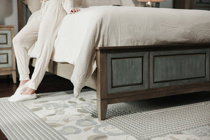 Green Shiplap Texture Distressed Solid Wood King Bed Frame