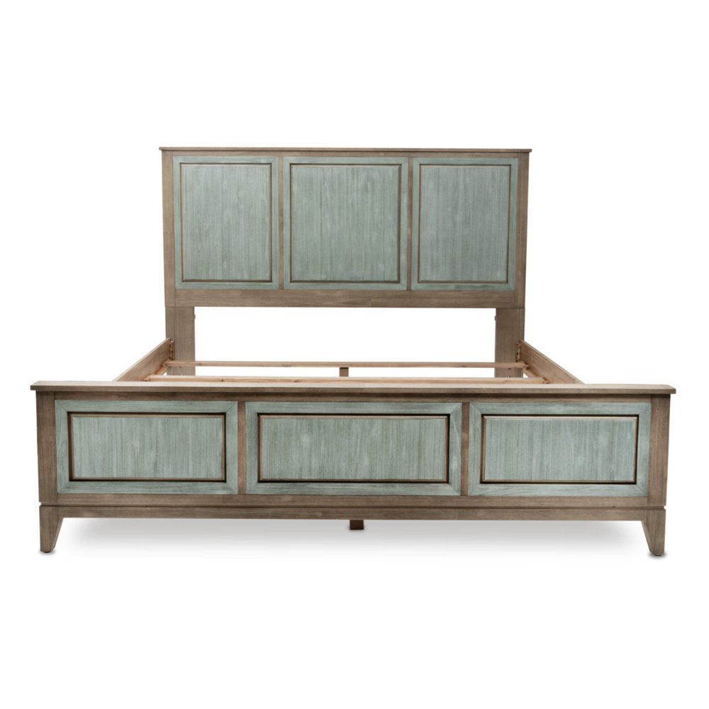 Green Shiplap Texture Distressed Solid Wood King Bed Frame