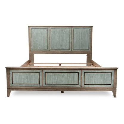 Green Shiplap Texture Distressed Solid Wood King Bed Frame