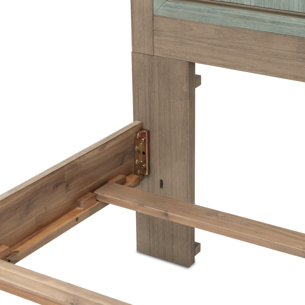 Green Shiplap Texture Distressed Solid Wood King Bed Frame