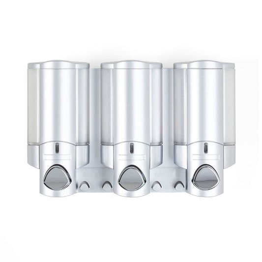Gray Heavy Duty Plastic Three Chamber Wall Mount Soap Dispenser