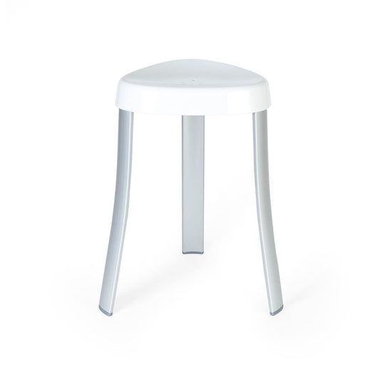 18"  White Aluminum And Heavy Duty Plastic Corner Shower Bench
