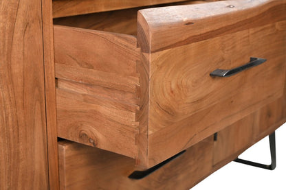 60" Natural Live Edge Solid Wood Six Drawer Double Dresser