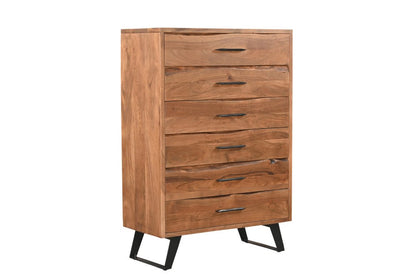 36" Natural Live Edge Solid Wood Five Drawer Dresser