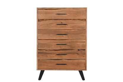 36" Natural Live Edge Solid Wood Five Drawer Dresser
