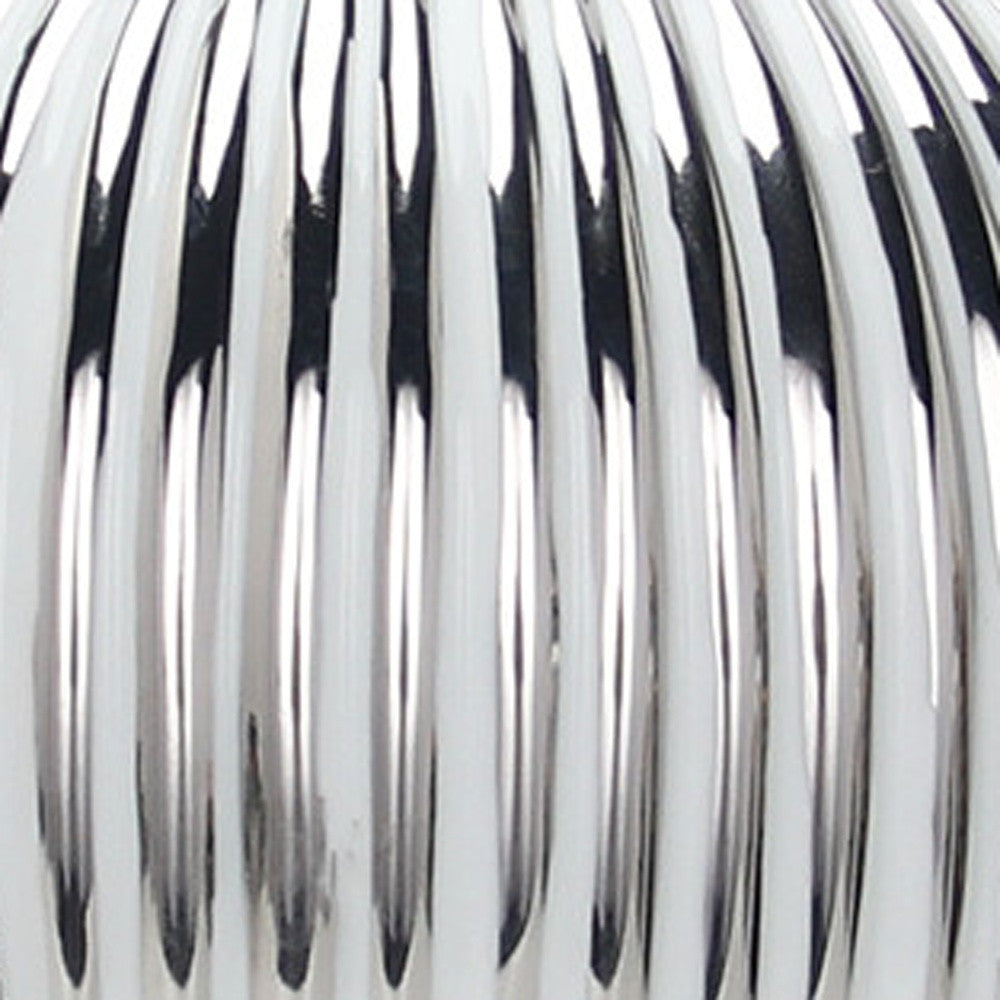 17" White and Silver Striped Urn Ceramic Ginger Jar