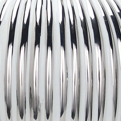 17" White and Silver Striped Urn Ceramic Ginger Jar