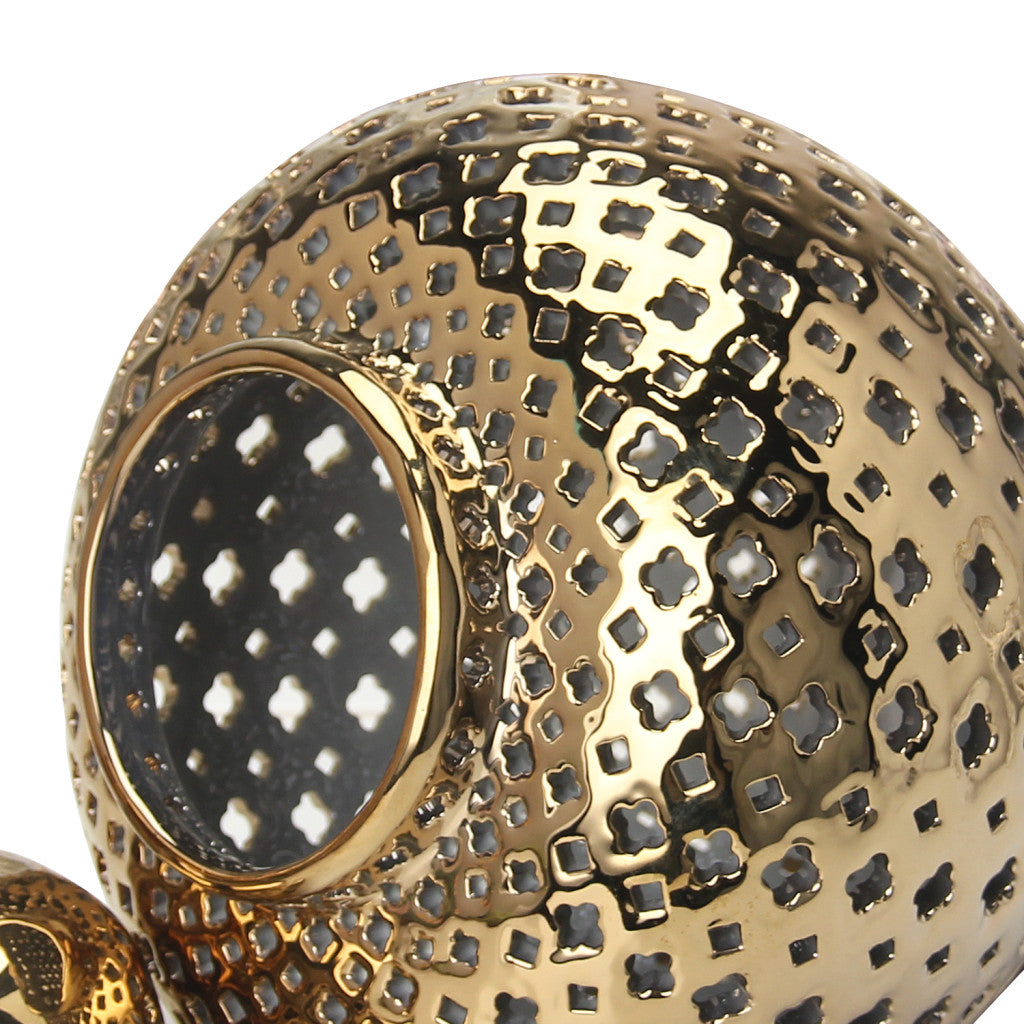 11" Gold Pierced Urn Ceramic Ginger Jar