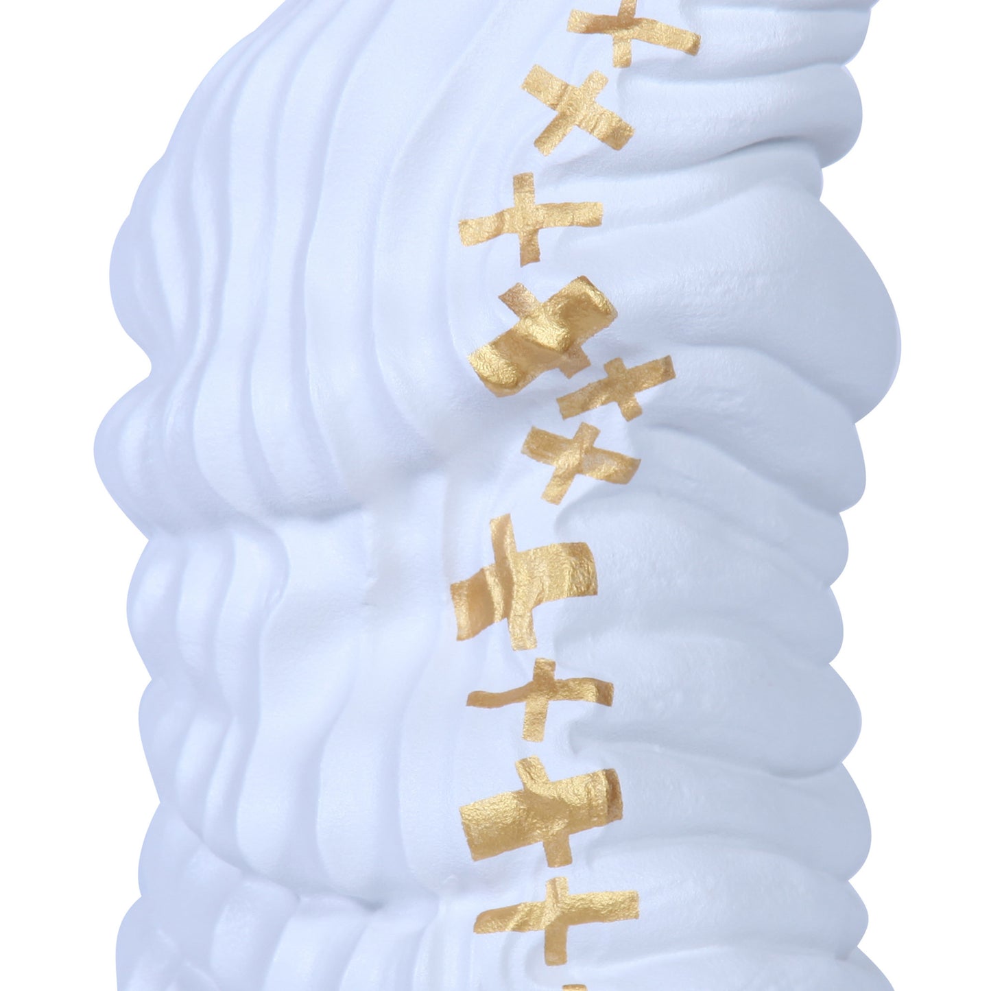 20" White and Gold Abstract Ceramic Table Vase With Sculptural Details